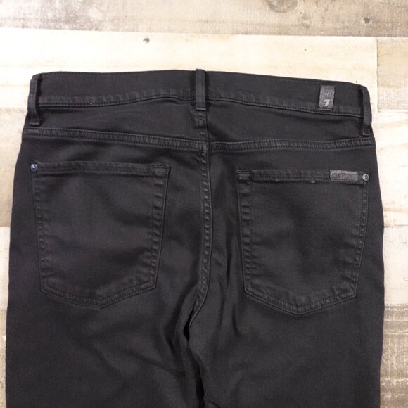 7 For All Mankind Paxtyn Skinny Performance Jeans Men’s 31 Black Distressed Knee - Picture 10 of 14